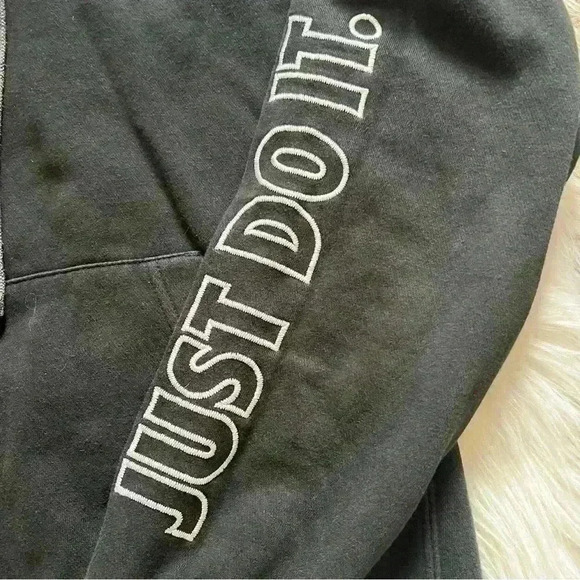 Men's Just Do It Nike Box Logo Black/Gray Hoodie Medium - Picture 3 of 6